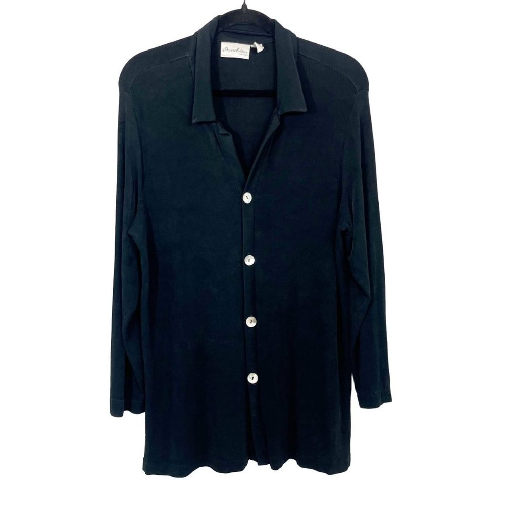 Private Editions Chico's Black Top Wrinkle Resistant Slinky Knit - Size 2, Large